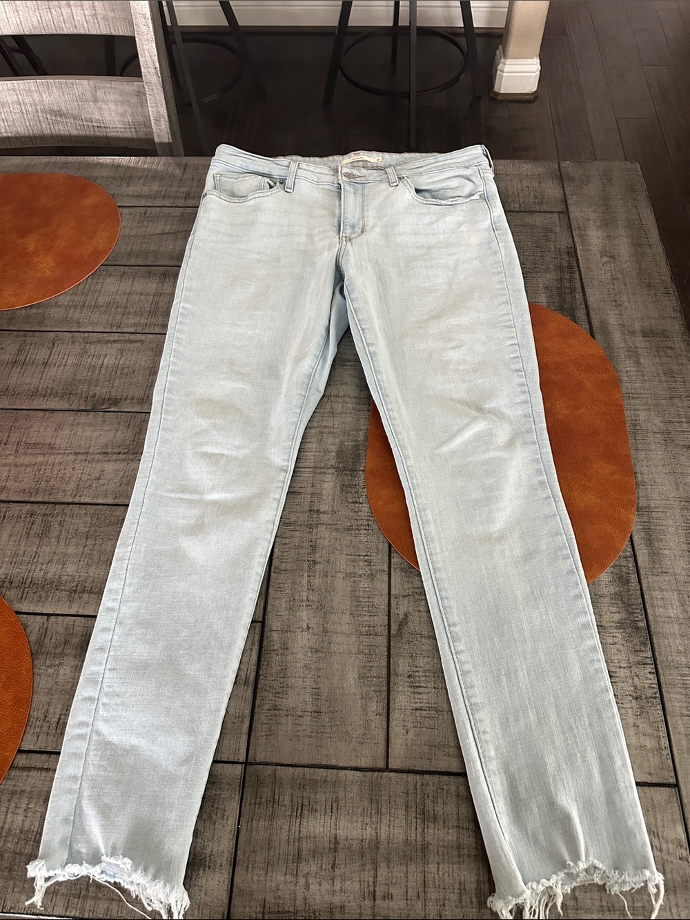 Levi's Light Blue Skinny Jeans with Raw Hem